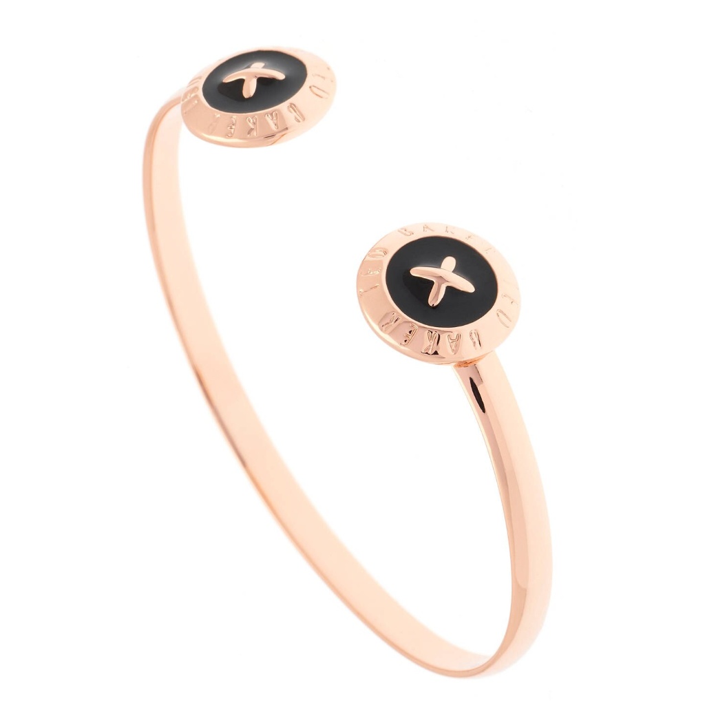 Ted Baker Eida Rose Gold Finish Black Enamel Cuff